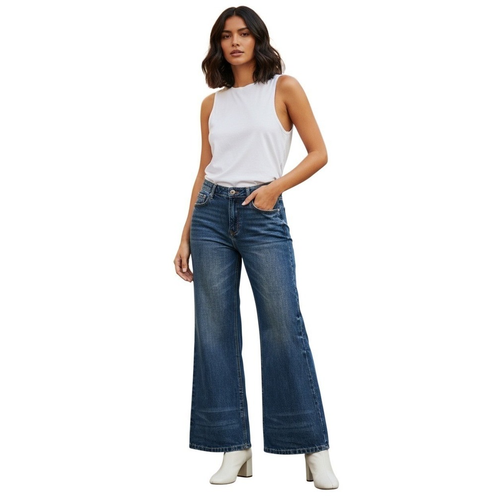Disclosure‎ High Rise Wide Leg Jeans 31x30 Medium Wash Blue Denim NWOT
